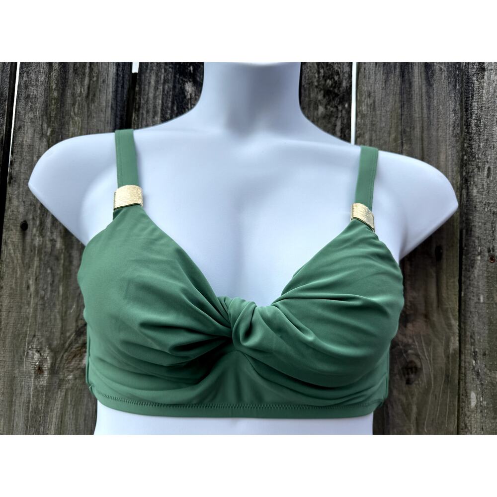 CupShe green bikini top with gold accents size 0X